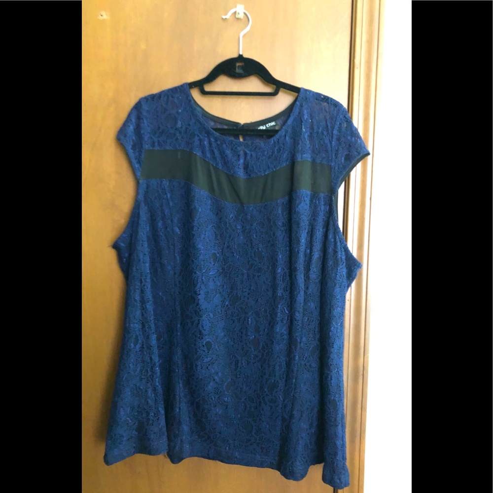 Plus size Navy blue lace blouse